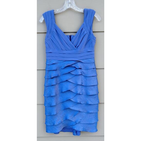 Adrianna Papell Periwinkle Blue  Mini Dress Sz 4P Ruffles Sleeveless Purple ish - Picture 7 of 9